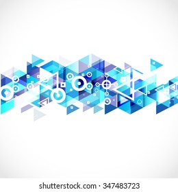 Abstract blue geometric strip modern graphic for business or technology presentation, vector illustration