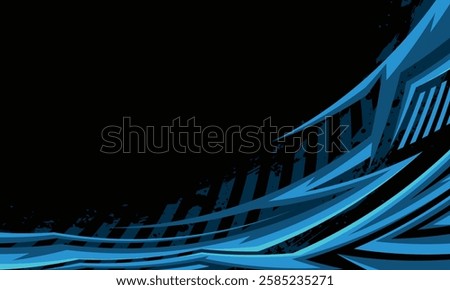 Abstract blue geometric stripes racing background for car wrap decal