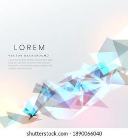 Abstract blue geometric triangles shape with light effect on grey background. Vector illustration