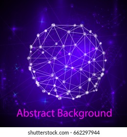 Abstract Blue geometric triangular polygons, network connections, business presentation. Vector illustration