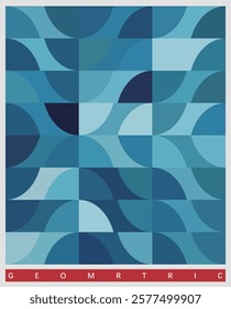 abstract blue geometric wave pattern cover template design background