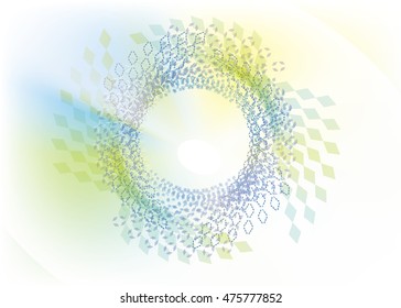 Abstract blue geometrical round structure with light effects