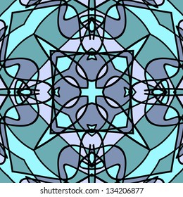 Abstract blue geometry background looks as dalle. Orient traditional ornament. Oriental motif.