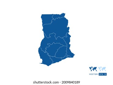 Abstract blue Ghana map vector on white background.