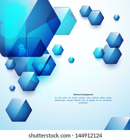 Abstract blue and glass hexahedrons background. Use for your business presentation.