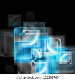Abstract blue glass squares. Tech vector background eps 10