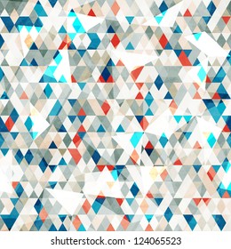 abstract blue glass triangles seamless with grunge effect