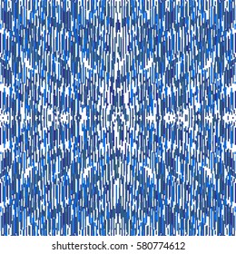 Abstract blue glitch seamless pattern. Geometric style. Vector illustration.