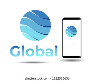 abstraktes blaues Globus-Logo-Design. Unternehmen. Technologie. Gesellschaft