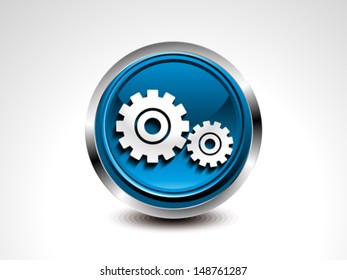 abstract blue glossy settings button vector illustration 