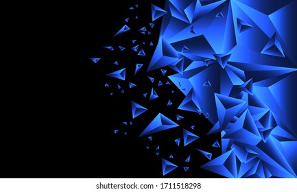 Triángulo triangular azul brillante abstracto geométrico en espacio en blanco diseño moderno de fondo futurista ilustración vectorial.