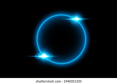 Abstract blue glow circle light luxury ring light effect design vector illustration element decorative light