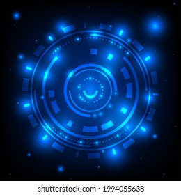 Resumen Círculo De Tecnología De Brillo Azul Brillante Sobre Elementos Infinitos De Fondo Espacial De Tecnología Digital Futurista Ilustración De Vector De Interfaz De Usuario Sci-Fi.