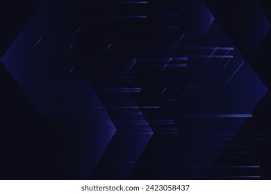 Resumen fondo azul brillante Luces hexaedro líneas oscuras escena vacía neón azul cielo luz reflectante Concepto de tecnología futurista Portada pancarta pancarta Resumen bloque digital geométrico