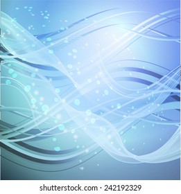 Abstract blue glowing background with waves