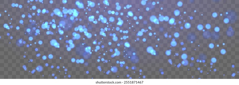 Abstract blue glowing bokeh isolated. Christmas concept.Vector.On a transparent background.