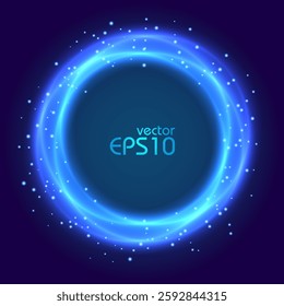Abstract blue glowing circle frame. Vector illustration