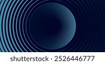 Abstract blue glowing geometric lines on dark blue background. Modern shiny blue circle lines pattern. Futuristic technology concept. Suit for cover, poster,