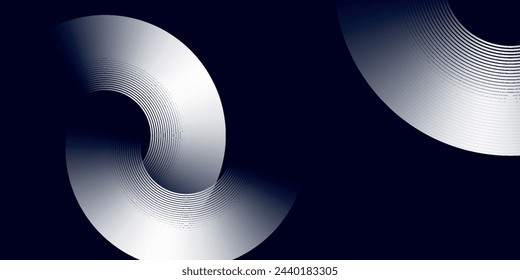 Abstract blue glowing geometric lines on dark blue background. Modern shiny blue circle lines pattern. Futuristic technology concept