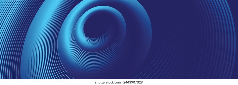 Abstract blue glowing geometric lines on dark blue background. Modern shiny blue circle lines pattern. Futuristic technology concept