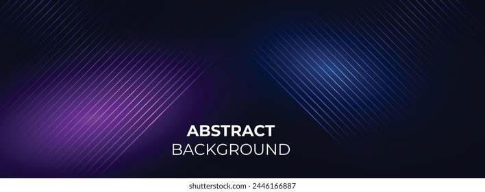 Abstractas azul brillante líneas geométricas sobre fondo azul oscuro y púrpura. Moderno patrón de líneas azul brillante púrpura. Concepto de tecnología futurista. 