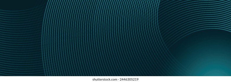 Abstractas azul brillante líneas geométricas sobre fondo azul oscuro. Patrón moderno de líneas de círculo azul brillante