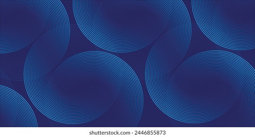 Abstractas azul brillante líneas geométricas sobre fondo azul oscuro. Patrón moderno de líneas de círculo azul brillante. vektor eps10