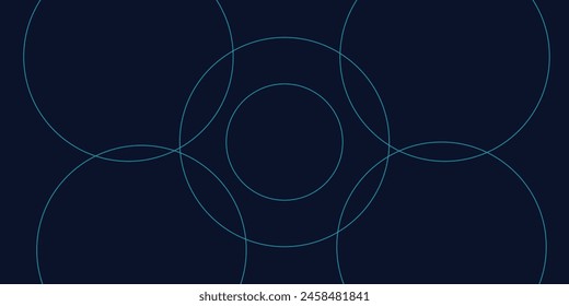 Abstract blue glowing geometric lines on dark blue background. Modern shiny blue circle lines pattern. Futuristic technology concept. Suit for cover, poster. vektor