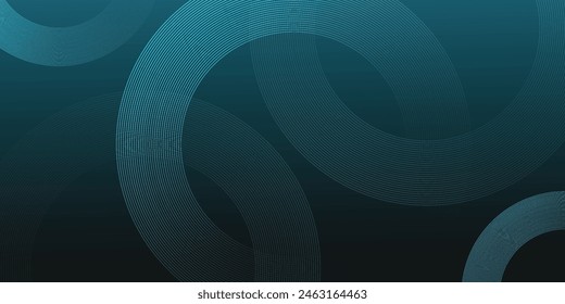 Abstractas azul brillante líneas geométricas sobre fondo azul oscuro. Patrón moderno de líneas de círculo azul brillante. Concepto de tecnología futurista. Traje para la cubierta, póster, Anuncio, cabecera, Sitio web	