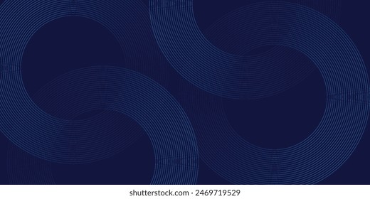 Abstract blue glowing geometric lines on dark blue background. Modern shiny blue circle lines pattern. Futuristic technology concept. eps10.