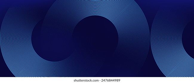 Abstract blue glowing geometric lines modern shiny blue circle lines pattern. Suit for cover,  banner, brochure