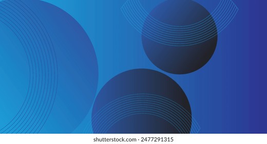 Abstract blue glowing geometric lines on dark blue background. Modern shiny blue circle lines pattern. Futuristic technology concept. Suit for cover, poster, banner, brochure, header, website