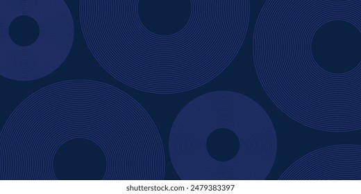 Abstract blue glowing geometric lines on dark blue background. Modern shiny blue circle lines pattern. Futuristic technology concept. illustration