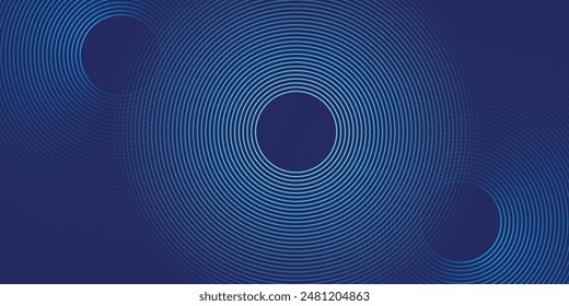Abstract blue glowing geometric lines on dark blue background. Modern shiny blue circle lines pattern. Futuristic technology concept.vektor
