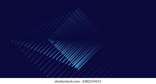 Abstractas azul brillante líneas geométricas sobre fondo azul oscuro. Patrón moderno de líneas de círculo azul brillante. Concepto de tecnología futurista. Traje para la cubierta, póster, Anuncio, fondo de línea moderna
