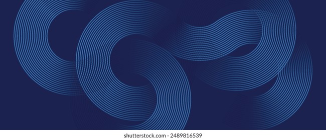 Abstractas azul brillante líneas geométricas sobre fondo azul oscuro. Patrón moderno de líneas de círculo azul brillante. Concepto de tecnología futurista. Traje para la cubierta, póster, Anuncio, folleto, cabecera, Sitio web