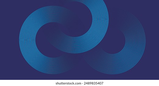 Abstractas azul brillante líneas geométricas sobre fondo azul oscuro. Patrón moderno de líneas de círculo azul brillante. Concepto de tecnología futurista. Traje para la cubierta, póster, Anuncio, folleto, cabecera, Sitio web
