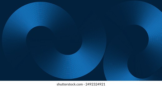 Abstract blue glowing geometric lines on gray background. Modern shiny blue circle lines pattern. Futuristic technology concept. Suit for cover, poster, banner, brochure, header, website vector