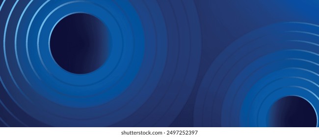 Abstract blue glowing geometric lines on dark blue background. Modern shiny blue circle lines pattern. Futuristic technology concept. Suit for cover