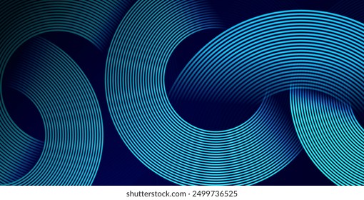 Líneas geométricas brillantes azules Abstractas sobre fondo azul oscuro. Moderno patrón de líneas de círculo azul brillante. Concepto de tecnología futurista. Traje para la cubierta, cartel, Anuncio, folleto, cabecera, Sitio web