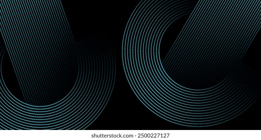 Líneas geométricas brillantes azules Abstractas sobre fondo azul oscuro. Moderno patrón de líneas de círculo azul brillante. Concepto de tecnología futurista. Traje para la cubierta, cartel, Anuncio, folleto, cabecera, 