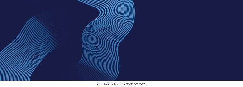 Abstract blue glowing geometric lines on dark blue background. Modern shiny blue circle lines pattern. Futuristic technology concept