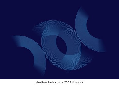 Abstract blue glowing geometric lines on dark blue background. Modern shiny blue circle lines pattern. Futuristic technology concept. Suit for cover, poster ,background