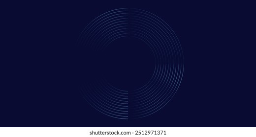 Abstract blue glowing geometric lines on dark blue background. Modern shiny blue circle lines pattern. Futuristic technology concept.