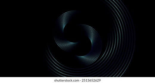 Abstract blue glowing geometric lines on dark blue background. Modern shiny blue circle lines pattern. Futuristic technology concept.eps10