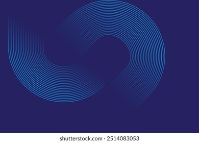 Abstract blue glowing geometric lines on dark blue background. Modern shiny blue circle lines pattern.   Suit for Futuristic technology cover,