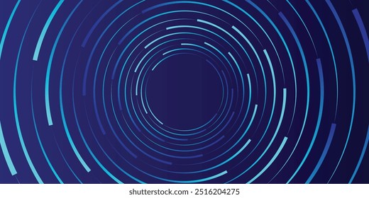 Abstract blue glowing geometric lines on dark blue background. Modern shiny blue circle lines pattern. Futuristic technology concept. Suit for cover  poster  banner  brochure  header  website