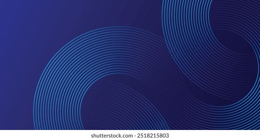 Líneas geométricas brillantes azules Abstractas sobre fondo azul oscuro. Moderno patrón de líneas de círculo azul brillante. Concepto de tecnología futurista. Traje para la cubierta, cartel, Anuncio, folleto, cabecera eps10