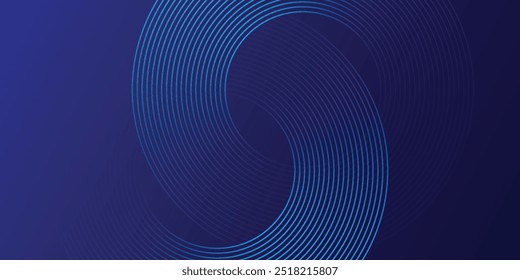 Abstract blue glowing geometric lines on dark blue background. Modern shiny blue circle lines pattern. Futuristic technology concept. Suit for cover, poster, banner, brochure, header eps10