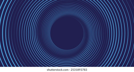 Líneas geométricas brillantes azules Abstractas sobre fondo azul oscuro. Moderno patrón de líneas de círculo azul brillante. Concepto de tecnología futurista